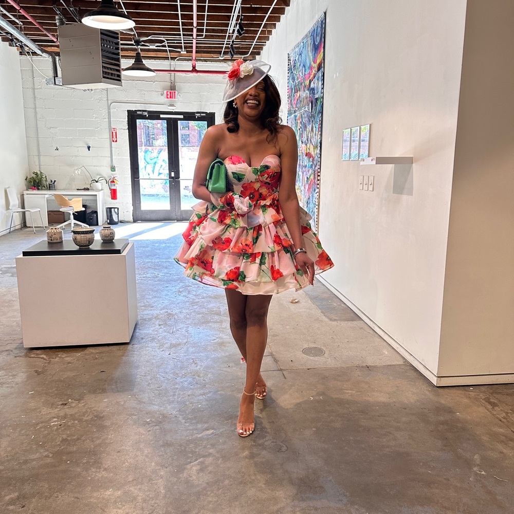 Floral Strapless Dress - Picture 2 of 3